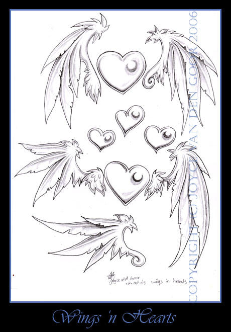 coloring pages of hearts with wings. 2010 Unique Heart Tattoo