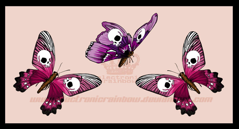 SkullButterflies Tattoo Design