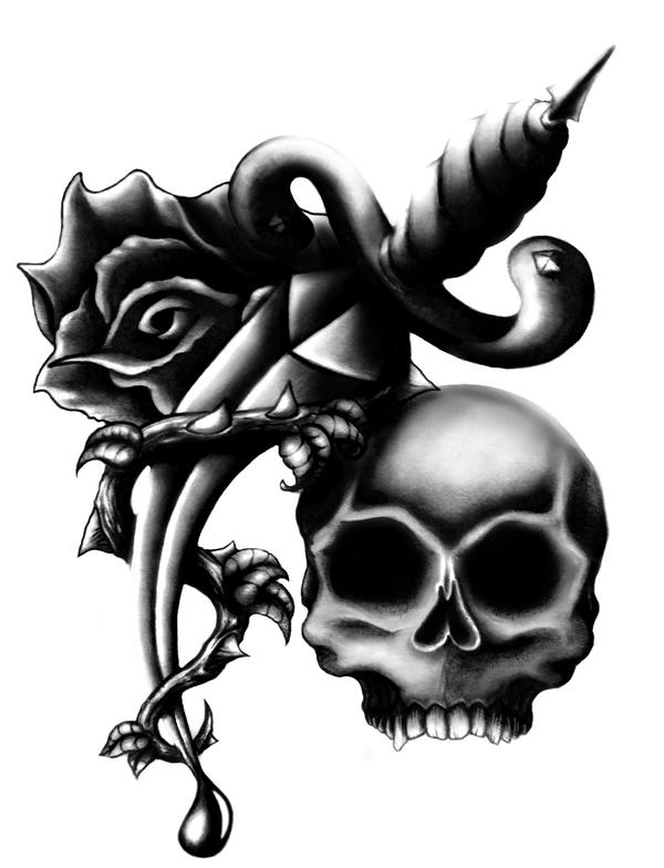 Skull Dagger Rose by Scpaps on deviantART