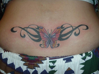 Design Lower Back Tattoo With Concept Butterfly