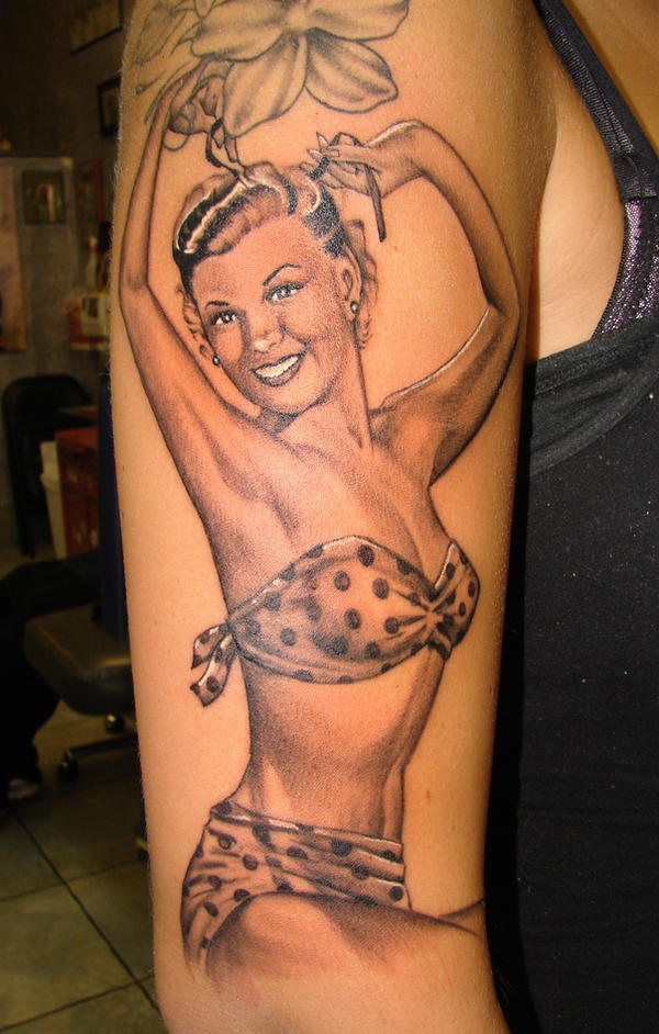 girls with pin up tattoos. pin up girl tattoo