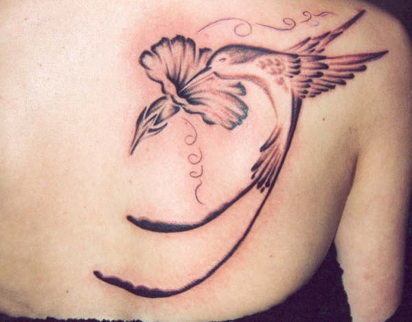 bird and flower | Flower Tattoo