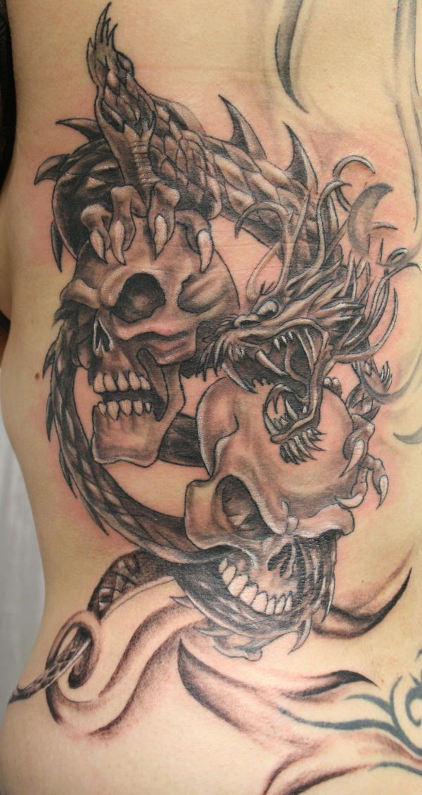 Dragon Skulls Tattoo by 2FaceTattoo on deviantART