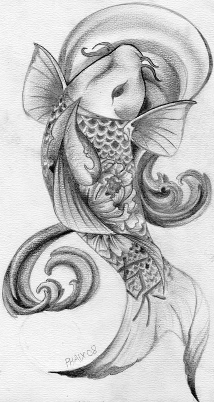 Peony Koi - flower tattoo