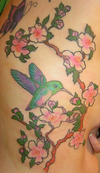 tree tattoos Blossum tree w Hummingbird