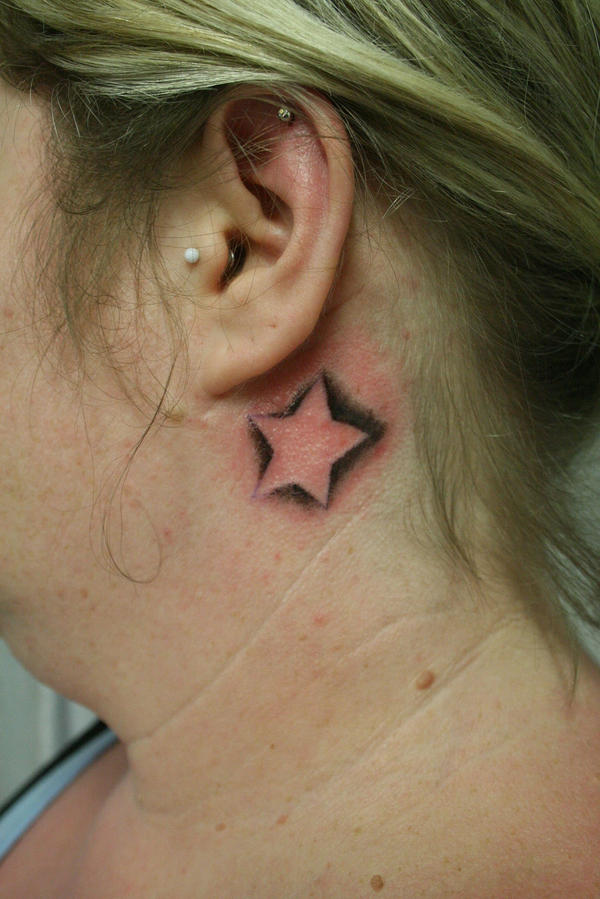 small tattoo designs behind ear. Little Star ehind the ear