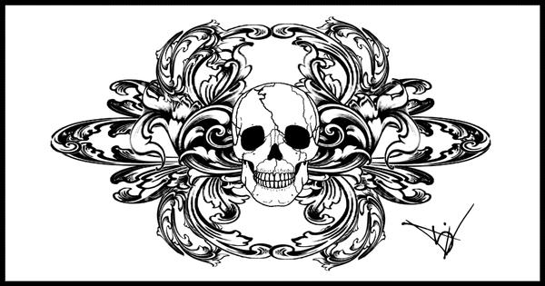 Gothic Skull Filigree Tat V4