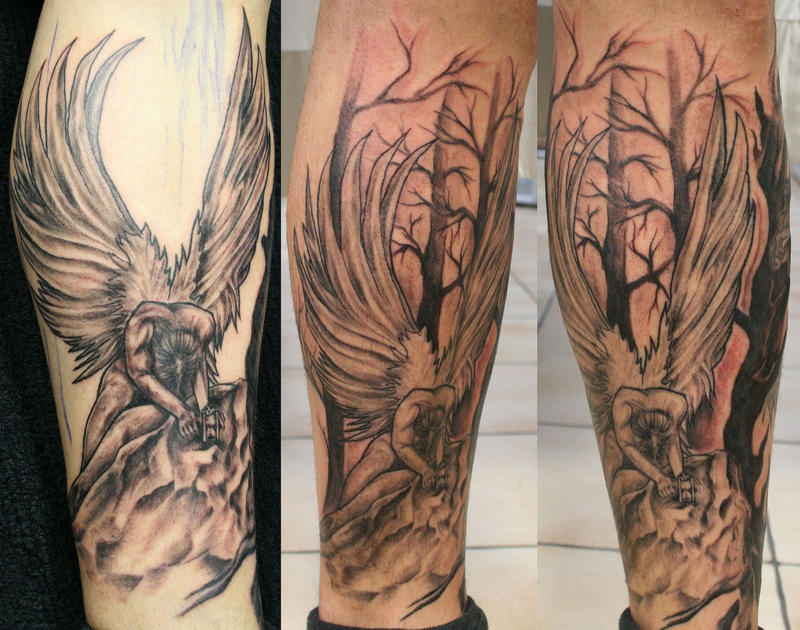 Big Angel and Background TaT by 2FaceTattoo on deviantART