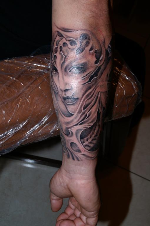 portrait and biomech tattoo by fpista on deviantART