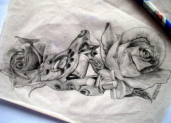 tattoo machine with roses by arty147 on deviantART