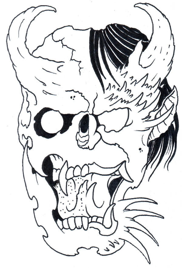 SkullDemon tattoo outline by vikingtattoo on deviantART