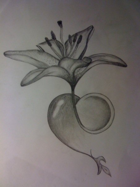 Flower and heart | Flower Tattoo