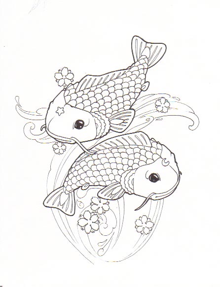 koi fish drawing. Pisces Koi Tattoo - Line by