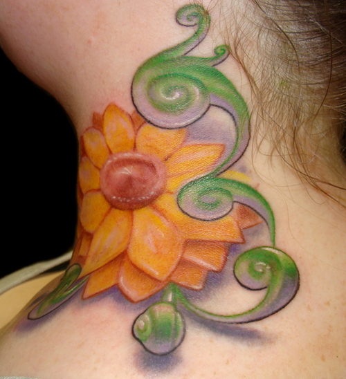 neck flower 2 - flower tattoo