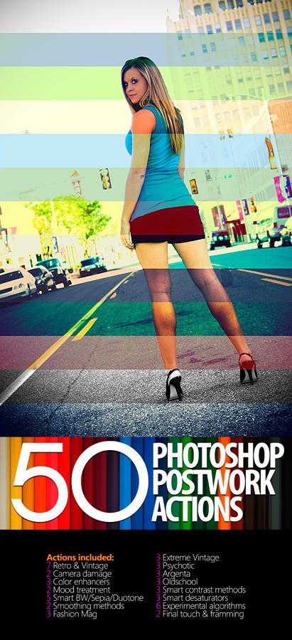 50 Photoshop Postwork Actions by manicho