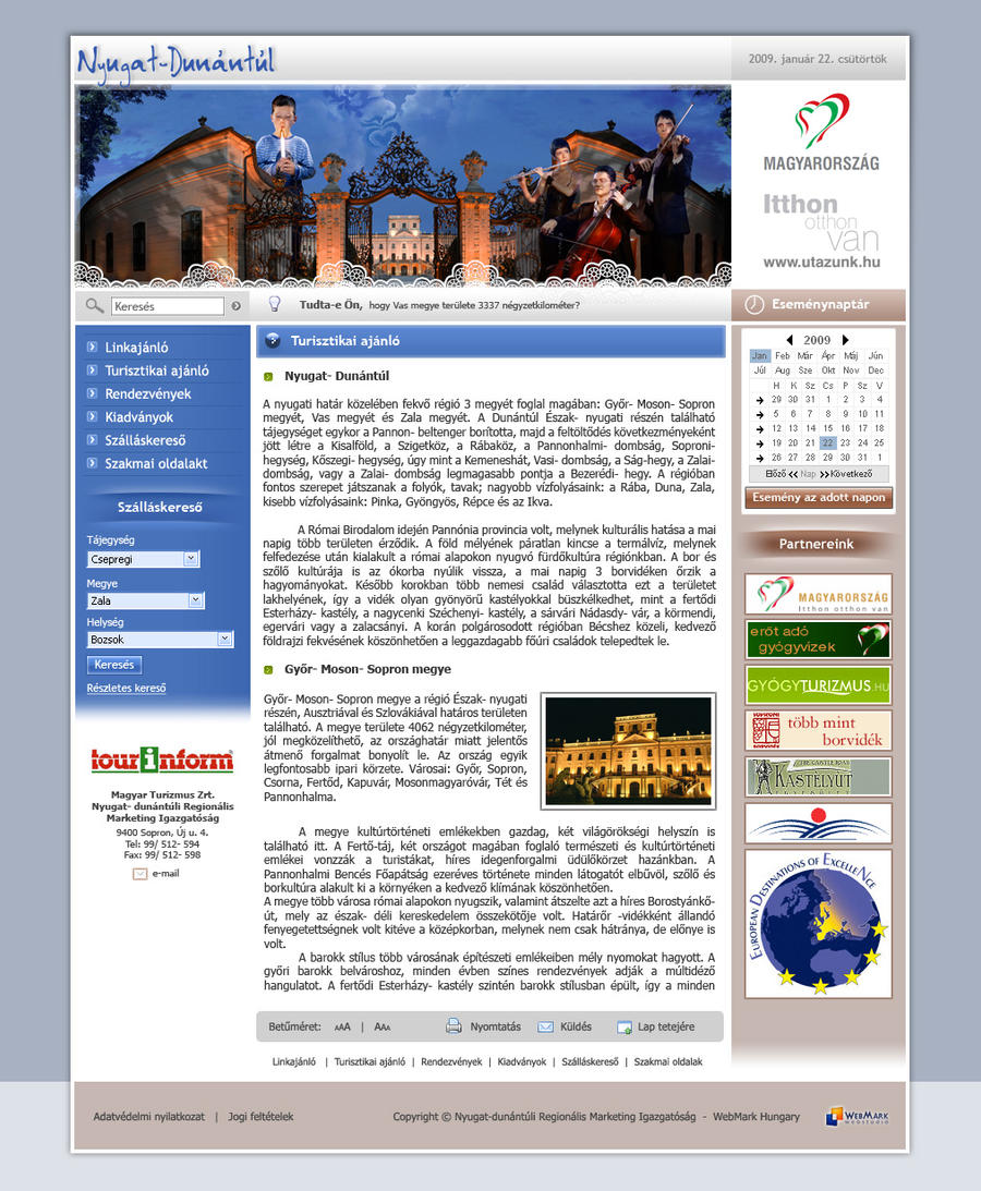 tourism web page