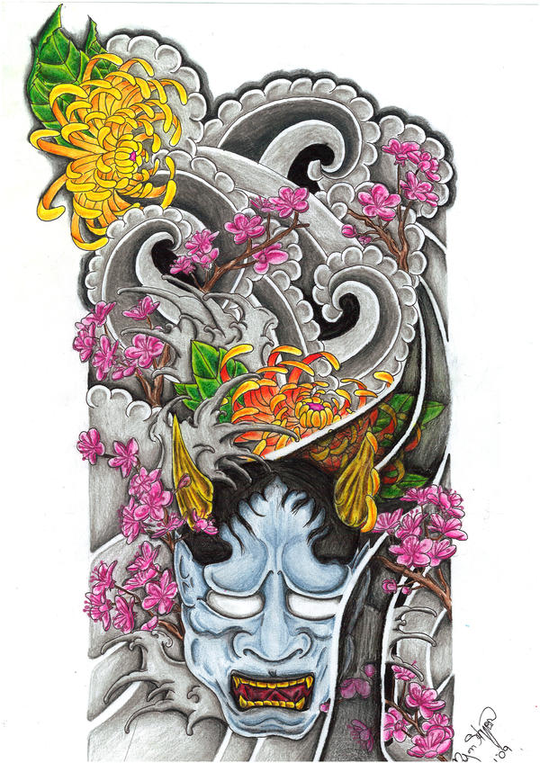 Hannya Sleeve | Flower Tattoo