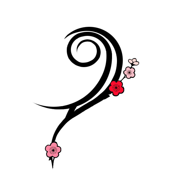 Flower Bass Clef - flower tattoo