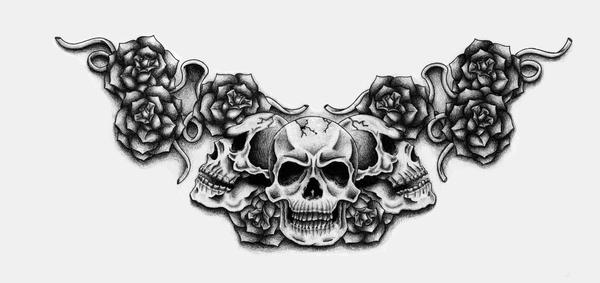 Skull and Roses Tattoo by ~XenatheConqueror on deviantART
