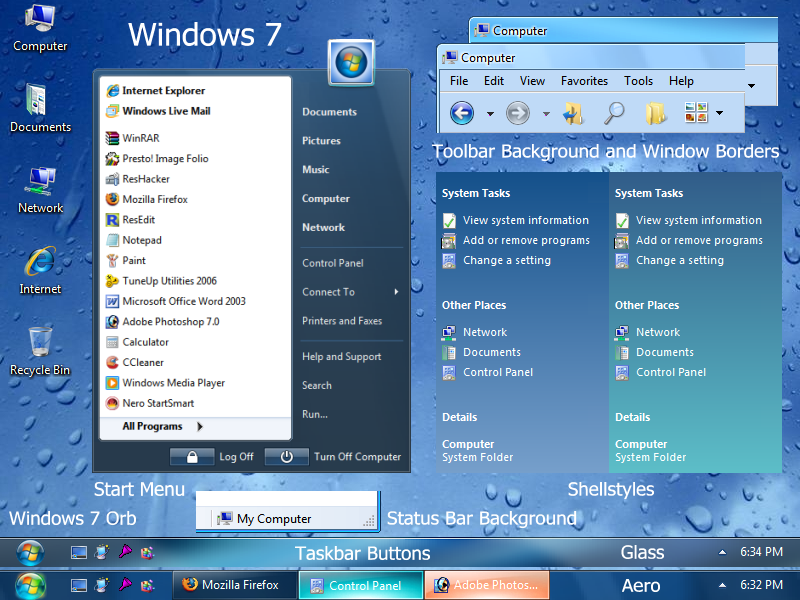 RE: Zmiana wyglądu Windows 7 - Themes, Kompozycje, SteelOrb i inne!