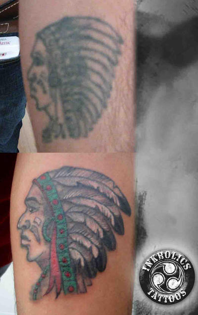 Red Indian Coverup - chest tattoo