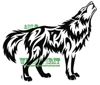 wolf tattoo art. Joyful Howling Wolf Tattoo by