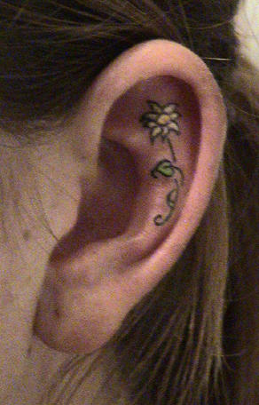 ear flower | Flower Tattoo