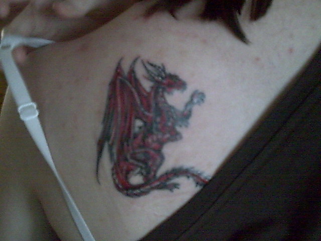 This is my tattoo literally 10 minutes after getting it done. Dragon Tattoo by.