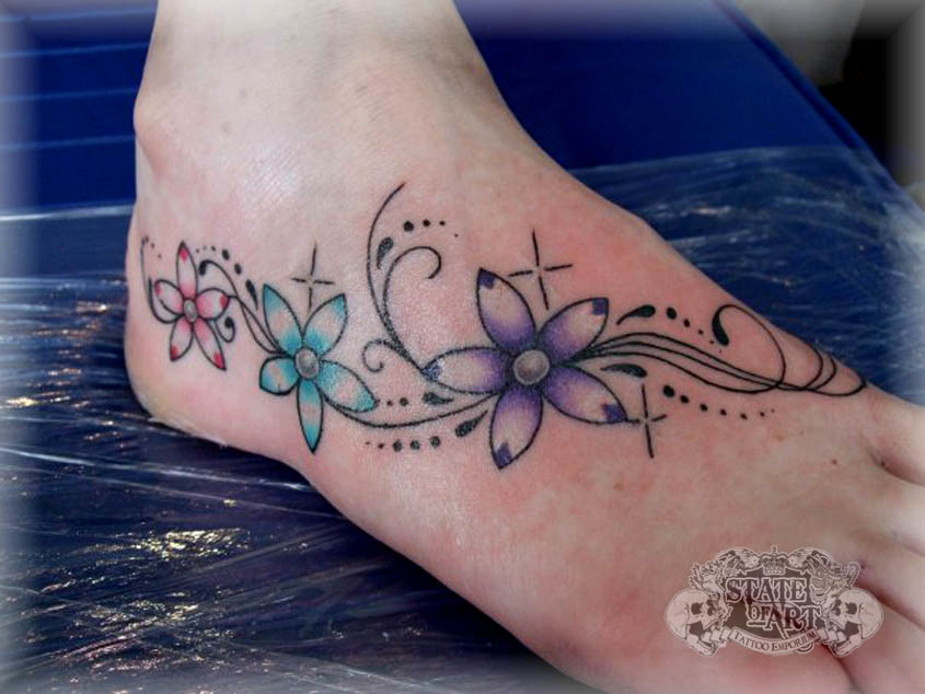 Stylised flowers on foot by