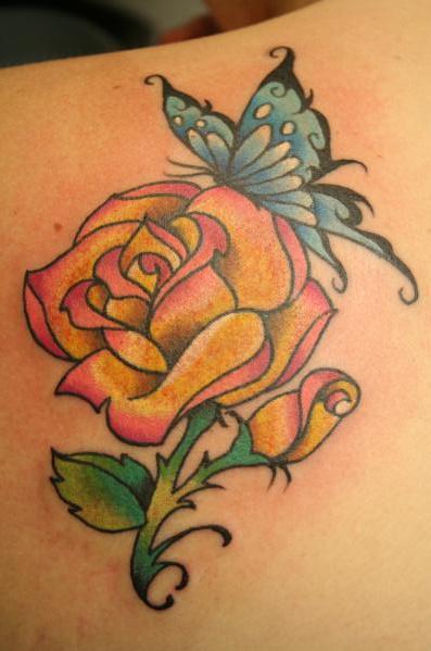 Rose Butterfly Tattoo | Flower Tattoo