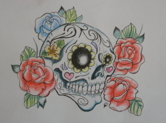 Sugar Skull tattoo no3 by ~kaydeeire on deviantART