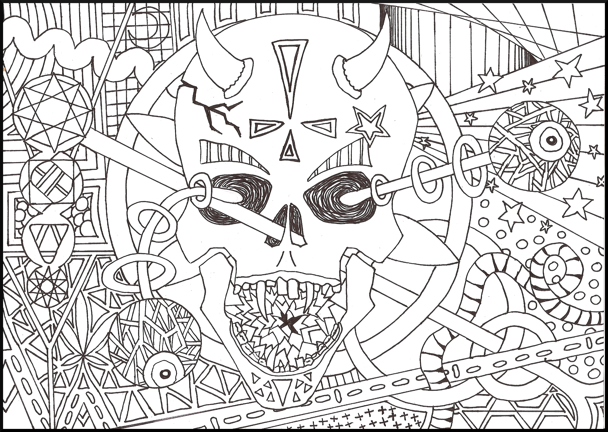 abstract skull coloring pages for adults - photo #20