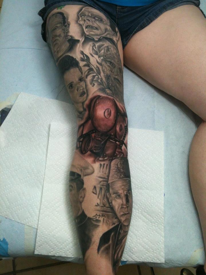 Traditional Leg Sleeve Tattoo