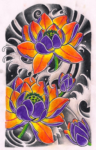 flower tattoo sleeve. Lotus sleeve - flower tattoo