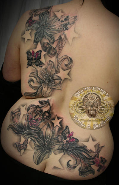 Aztec Skull Tattoos Label: Flower Girly Skull Cover Final