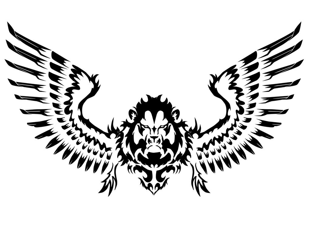 winged lion tribal by