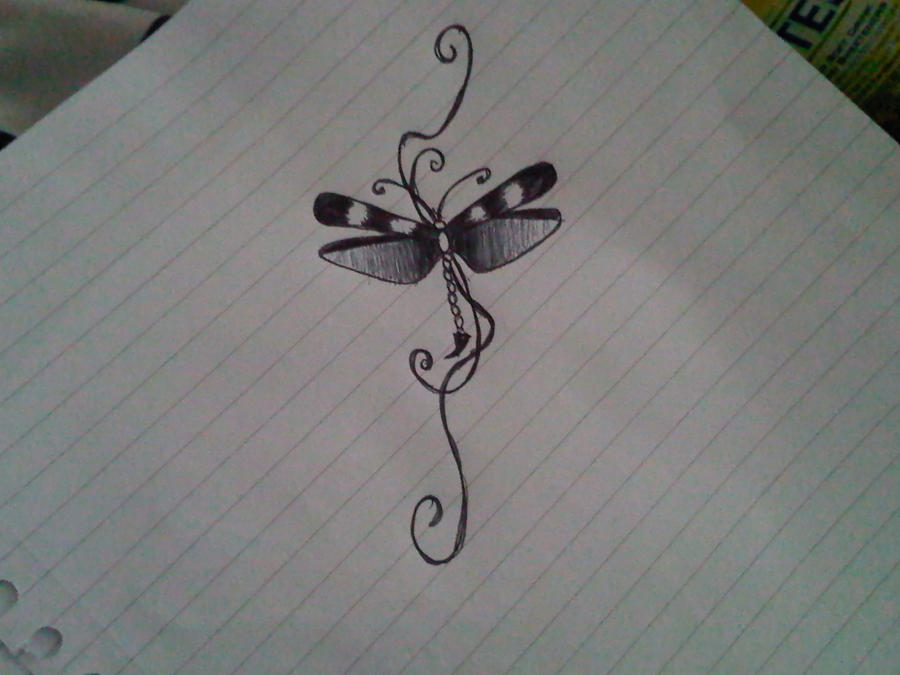 tribal dragonfly tattoos. dragonfly tattoo by Sara Bruce