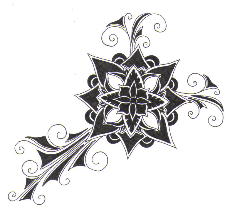 Black beauty flower - flower tattoo