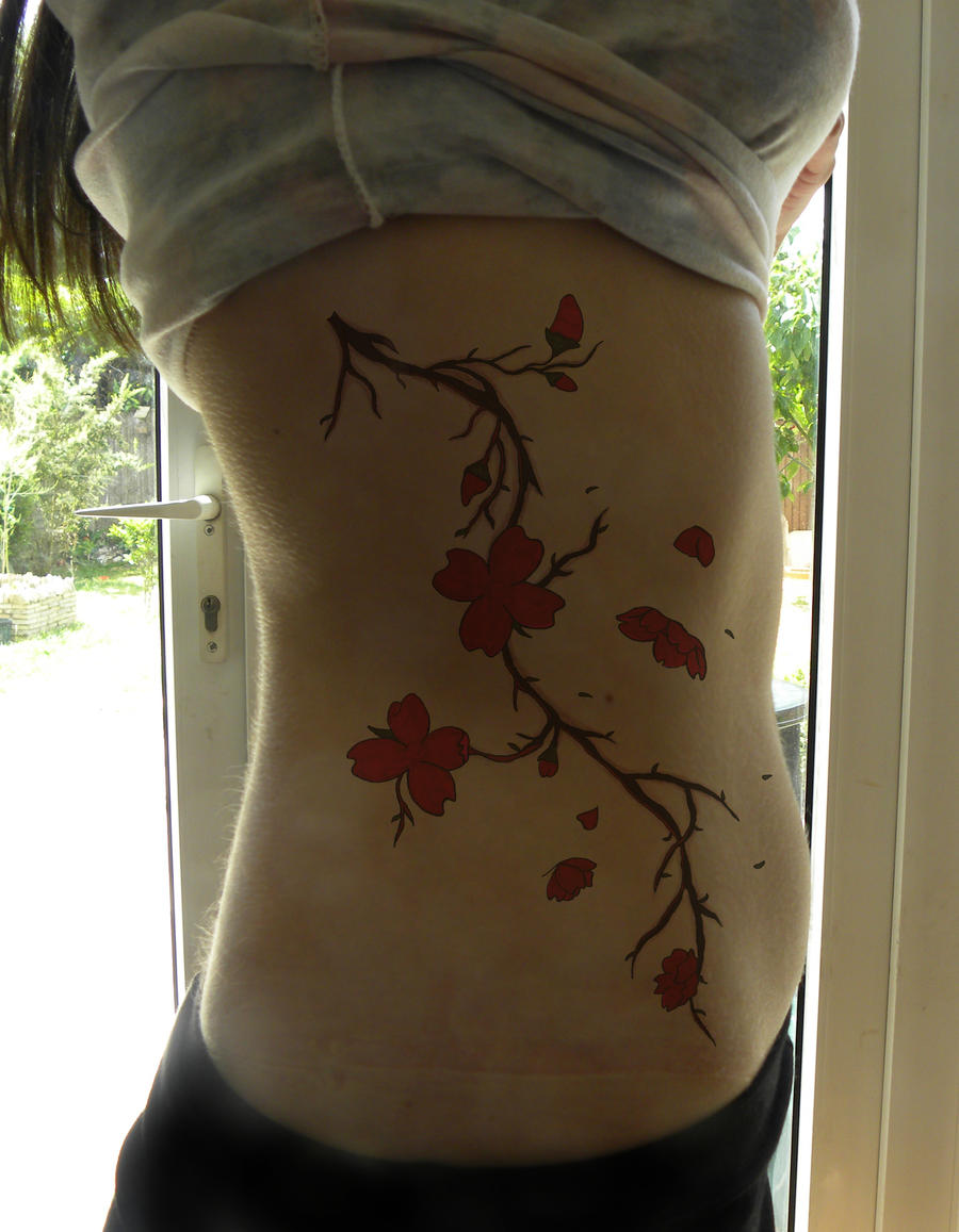 Cherry Blossom Tattoo Design by PortraitInBlack26 on deviantART