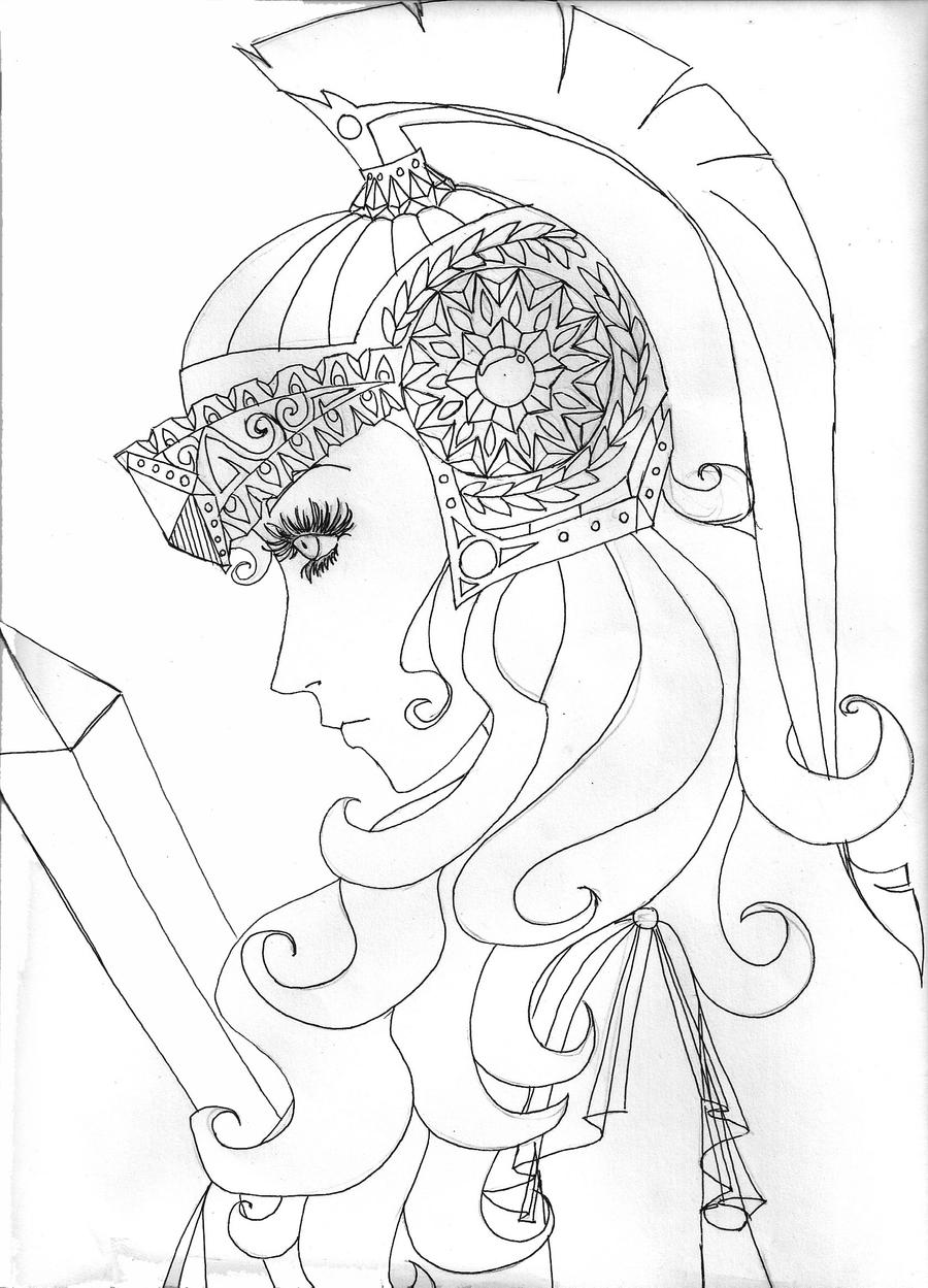 Athena Greek Goddess Easy Drawings Sketch Coloring Page