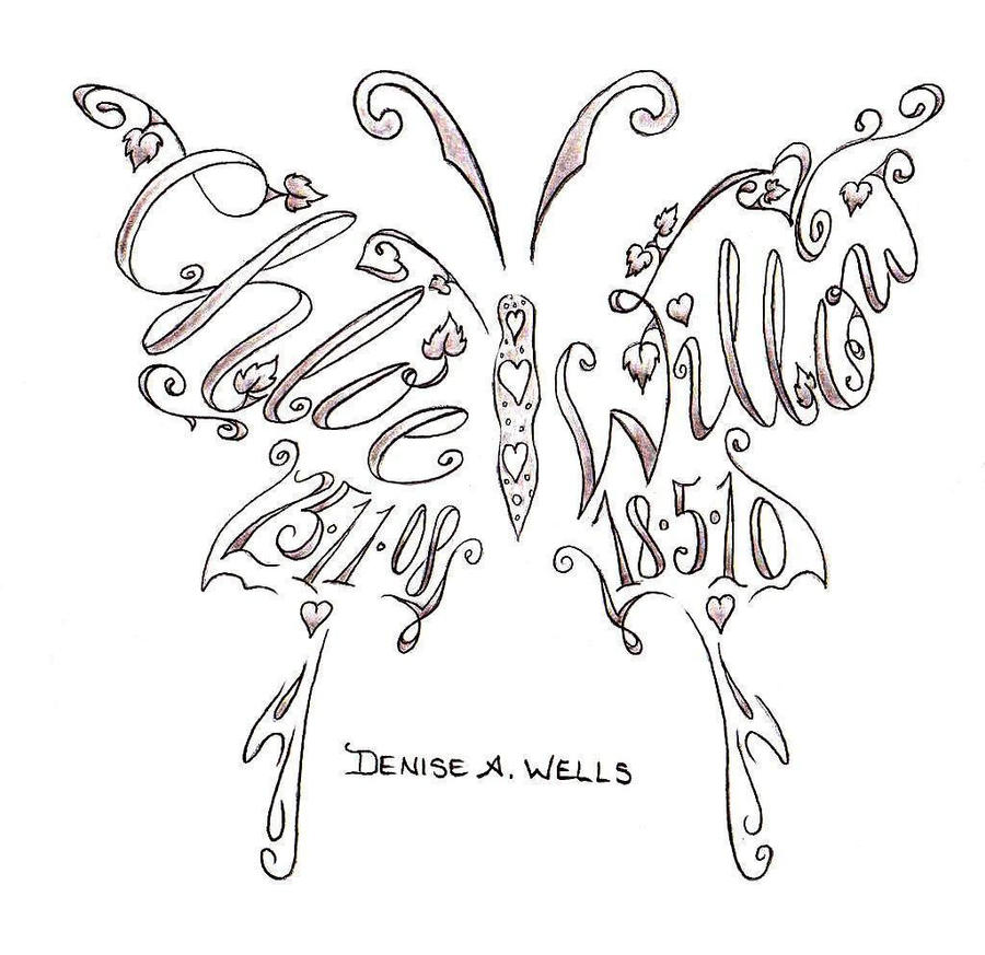 Names Butterfly Shape Tattoo by DeniseAWells on deviantART