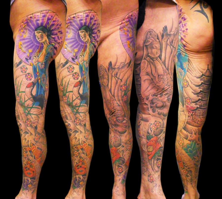 Asian tattoo leg by asussman