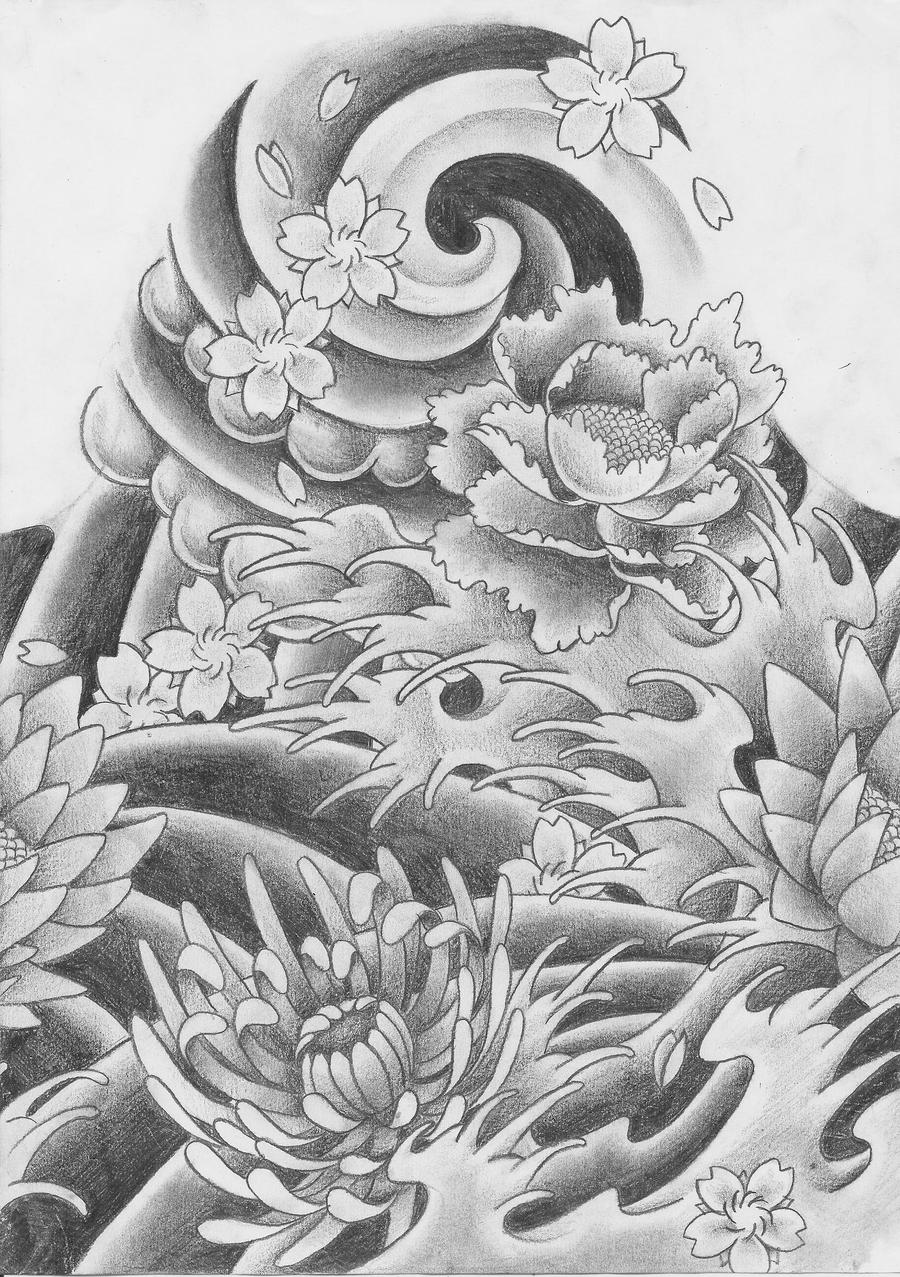 Traditional Japanese Flower Tattoos Drawings