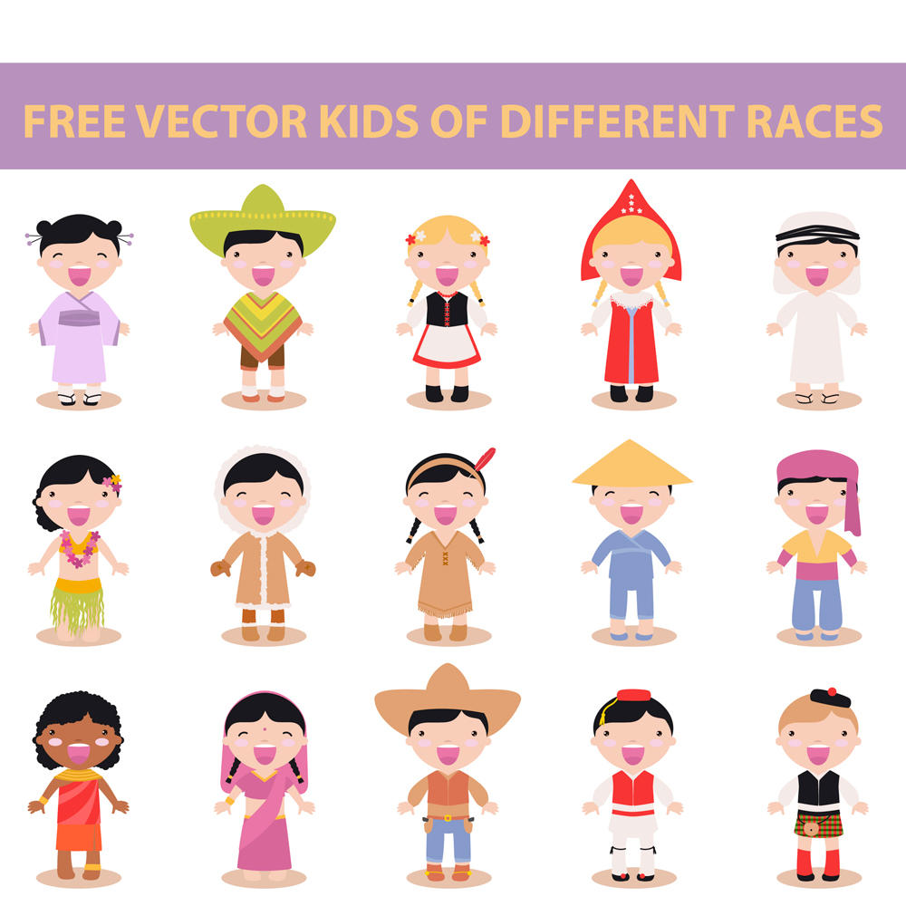 free vector kids of different races by harridan on DeviantArt