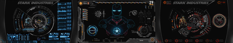 Iron Man SHIELD+JARVIS UI 3 Displays - Windows 7 