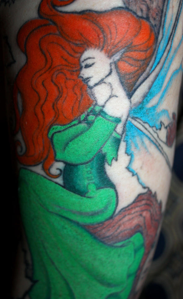 Large Fairy Coloring III - shoulder tattoo