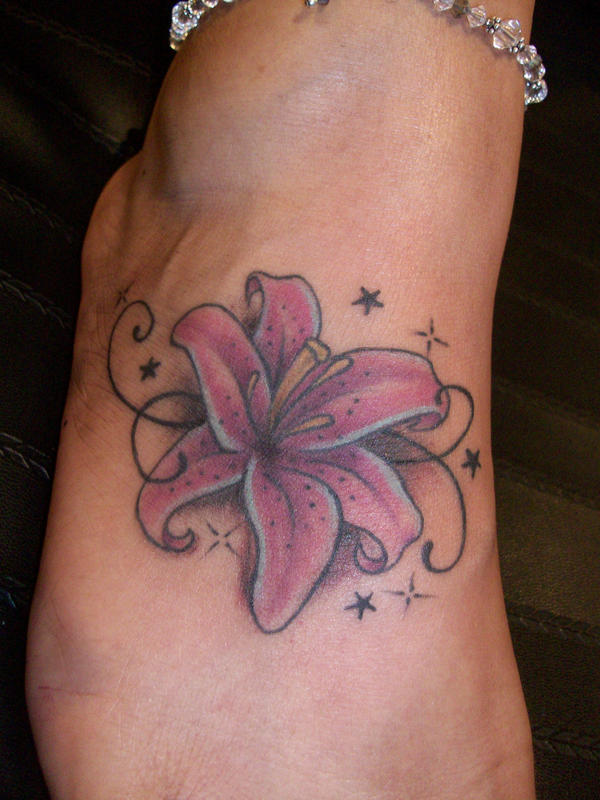Lily swirl tattoo - flower tattoo