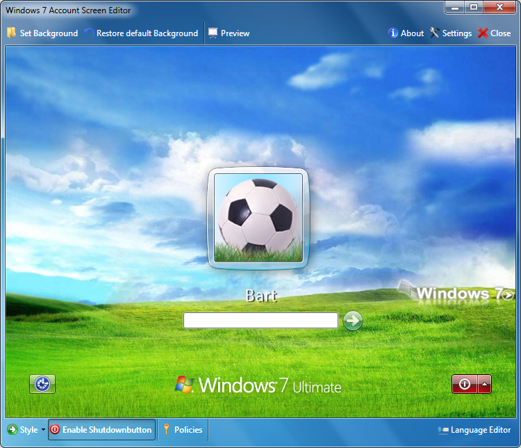 windows logon screen. Windows 7 Logon screen editor