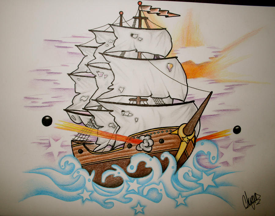 Ship Tattoo Design 2 by ~itchysack on deviantART