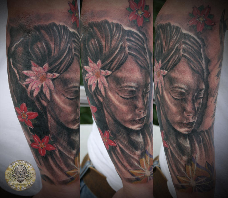 Geisha Portrait Lotus tattoo by 2FaceTattoo on deviantART